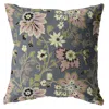 Hivvago 16" Gray Pink Jacobean Zippered Suede Throw Pillow In Gray