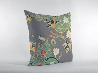 Hivvago 18" Green Gray Garden Zippered Suede Throw Pillow In Multi