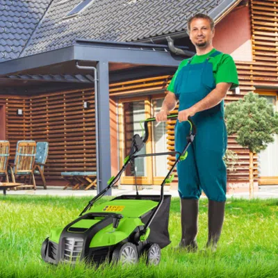 Hivvago 16-inch Electric Lawn Dethatcher And Scarifier With Collection Bag-green