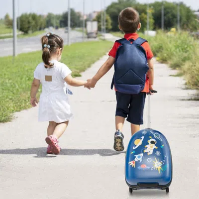 Hivvago 16 Inch Kids Carry-on Luggage Hard Shell Suitcase With Wheels-blue