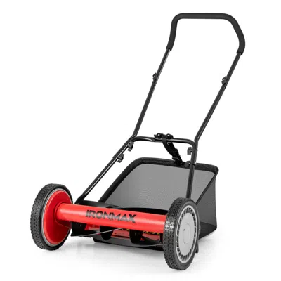 Hivvago 16 Inch Push Lawn Mower With 5 Steel Blades And Grass Catcher Bag