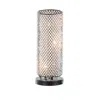 Hivvago 16 Inch Table Lamp, Crystal Cylinder Shade, Metal Mesh, Antique Bronze In White