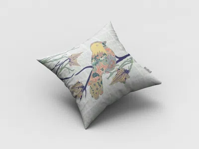 Hivvago 16" Light Green Sparrow Zippered Suede Throw Pillow In Multi
