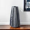 Hivvago 16" Navy Blue And White Abstract Ceramic Table Vase In Blue