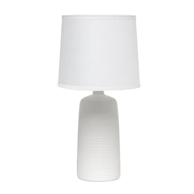 Hivvago 16" Off White Ceramic Novelty Table Lamp With White Drum Shade