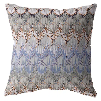 Hivvago 16" Orange Gray Hatch Zippered Suede Throw Pillow In Multi