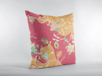 Hivvago 16" Orange Red Garden Zippered Suede Throw Pillow In Pink