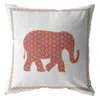 Hivvago 16" Orange White Elephant Zippered Suede Throw Pillow In Multi