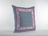 Hivvago 16" Pink Blue Nest Ornate Frame Zippered Suede Throw Pillow In Blue