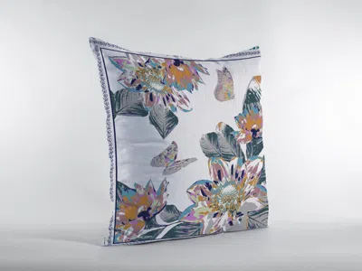 Hivvago 18" Pink White Butterfly Zippered Suede Throw Pillow In Multi