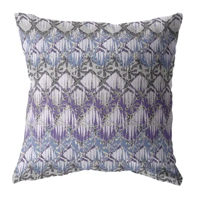 Hivvago 16" Purple Gray Hatch Zippered Suede Throw Pillow