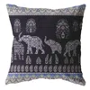 Hivvago 16" Purple Ornate Elephant Zippered Suede Throw Pillow In Blue