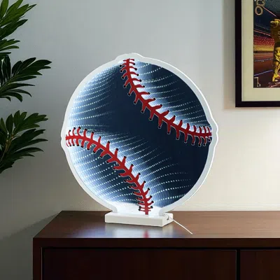 Hivvago 16" Red And White Acrylic Baseball Tabletop Sign With Led In Blue