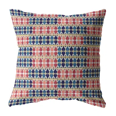 Hivvago 16" Red Blue Spades Zippered Suede Throw Pillow In Multi