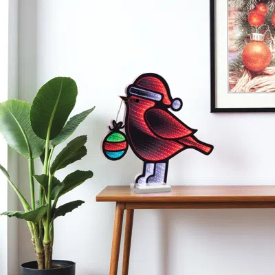 Hivvago 16" Red White And Green Acrylic Bird Christmas Tabletop Sign With Led In Multi