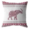 Hivvago 16" Red White Ornate Elephant Zippered Suede Throw Pillow In Multi