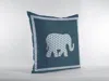 Hivvago 16" Spruce Blue Elephant Zippered Suede Throw Pillow In Blue