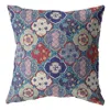 Hivvago 16" Turquoise Cream Trellis Suede Zippered Throw Pillow In Multi