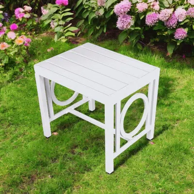 Hivvago 16" White Aluminum Outdoor Side Table