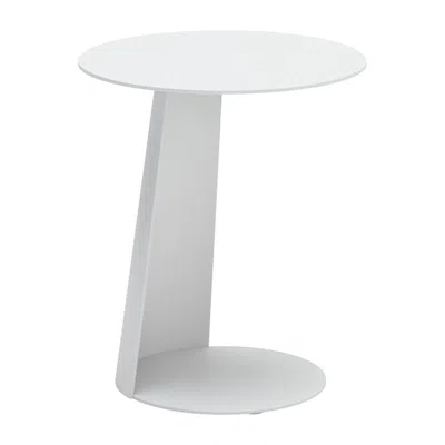 Hivvago 16" White Aluminum Rounded Outdoor Side Table