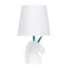 Hivvago 16" White And Blue Novelty Table Lamp With White Drum Shade In White