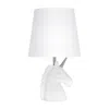 Hivvago 16" White And Silver Novelty Table Lamp Led With White Drum Shade In White