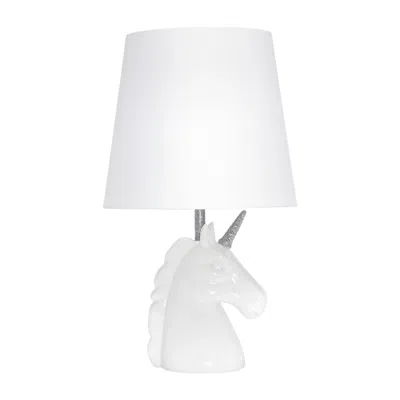 Hivvago 16" White And Silver Novelty Table Lamp Led With White Drum Shade