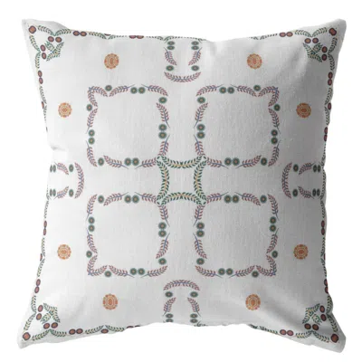 Hivvago 18" White Floral Suede Zippered Throw Pillow In Gray