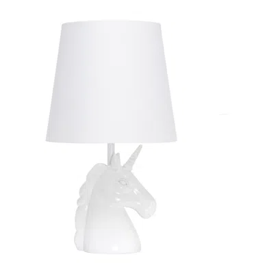 HIVVAGO 16" WHITE NOVELTY TABLE LAMP LED WITH WHITE DRUM SHADE