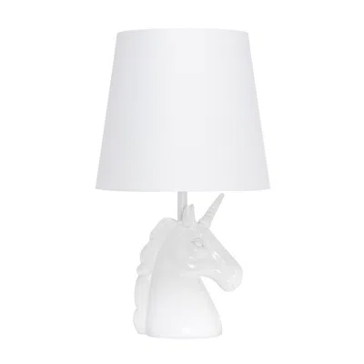 Hivvago 16" White Novelty Table Lamp With White Drum Shade