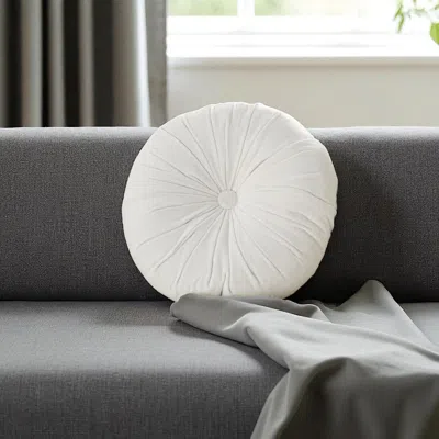 Hivvago 16" White Round Velvet Throw Pillow