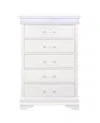Hivvago 16" White Solid Wood Five Drawer Chest With Led Lighting In White