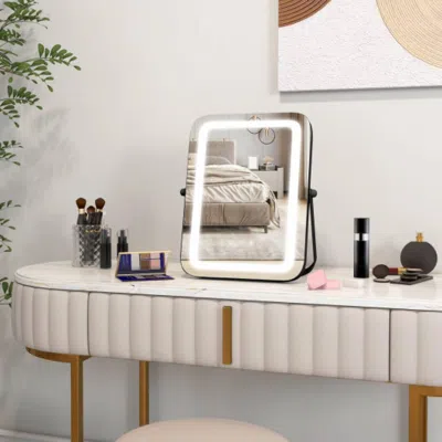 Hivvago 16 X 12 Inch Rectangular Vanity Makeup Mirror With 3 Color Dimmable Lighting-black