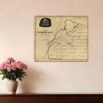 Hivvago 16" X 20" Map Of Kentucky Mammoth Cave Vintage Poster Wall Art In Neutral