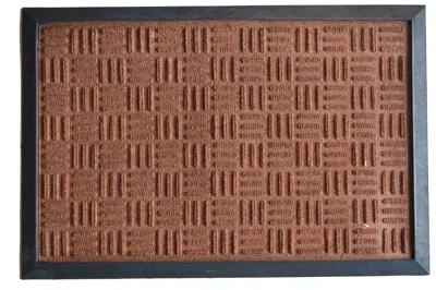 Hivvago 16" X 24" Brown Synthetic Fiber Abstract Outdoor Door Mat