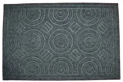 Hivvago 16" X 27" Gray Synthetic Fiber Abstract Outdoor Door Mat