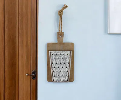 Hivvago 16" X 9" Gray And Brown Wood And Metal Kitchen Hanging Dimensional Sculpture