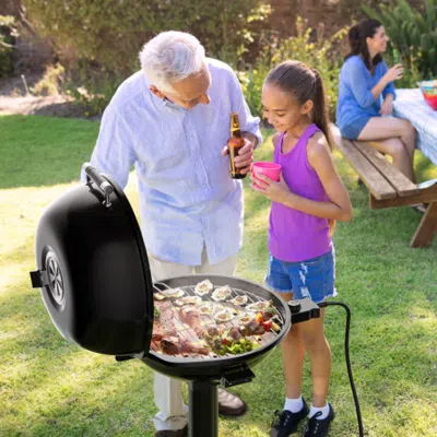 Hivvago 1600w Portable Electric Bbq Grill With Removable Non-stick Rack-black & Red