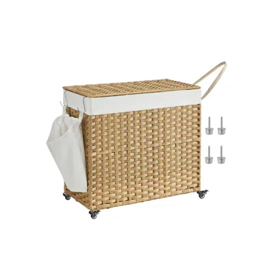 Hivvago 160l Rolling Laundry Basket With Wheels In Nude