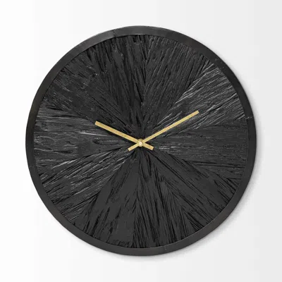 Hivvago 16.5" Round Large Black Modern Wall Clock