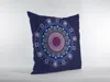 Hivvago 16"x16" Navy Zippered Suede Floral Throw Pillow In Blue