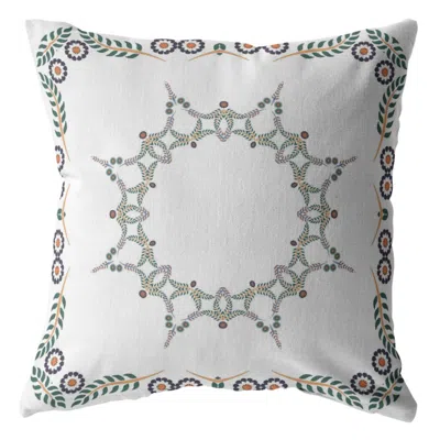 Hivvago 16"x16" White Zippered Suede Floral Throw Pillow In Multi