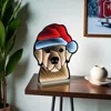 Hivvago 17" Beige And Red Acrylic Dog Christmas Tabletop Sign With Led In Multi