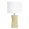Hivvago 17" Beige Ceramic Novelty Table Lamp With White Drum Shade In Multi