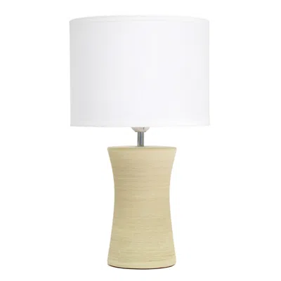 Hivvago 17" Beige Ceramic Novelty Table Lamp With White Drum Shade In Multi