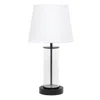 Hivvago 17" Black And Clear Glass And Metal Table Lamp With White Drum Shade In White