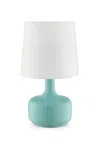 Hivvago 17" Blue Metal Bedside Table Lamp With White Shade In White