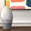 Hivvago 17" Cream And Gray Geometric Ceramic Table Vase In Gray