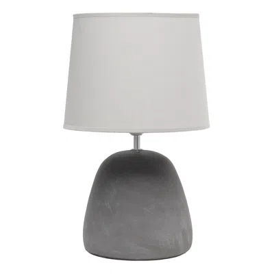 Hivvago 17" Dark Gray Concrete Round Table Lamp With Light Gray Drum Shade