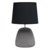 Hivvago 17" Gray Concrete Round Table Lamp With Black Drum Shade In Black